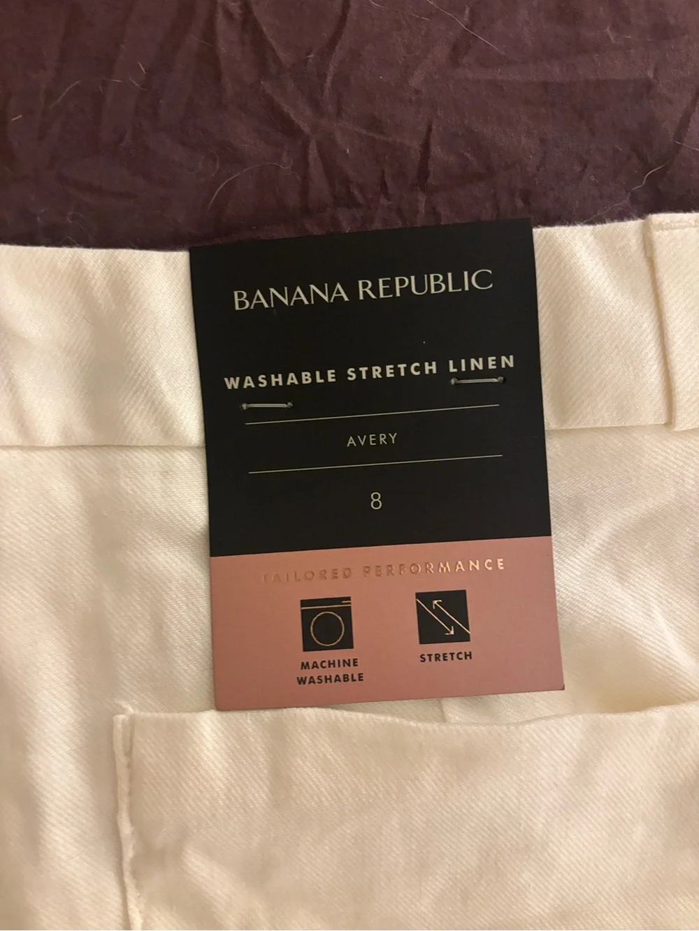 NTW BANANA REPUBLIC AVERY WHITE LINEN PANTS WOMENS SIZE 8